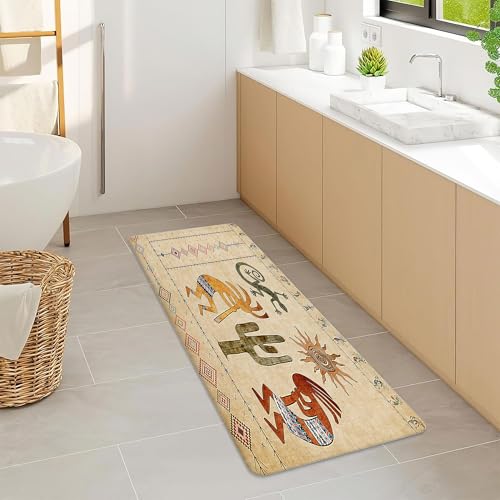 JAWO Southwestern Native America Ethnic Tribal Rugs - Geometric Retro Abstract Art Hipster Memory Foam Bathroom Rug (17x48inches), Yellow - color: Yellow, size: 1'5" x 4' (Rectangular)