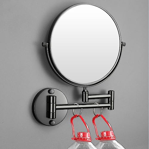 Wall Mounted Makeup Mirror, 1X/3X Magnifying Mirror Double-Sided Shaving Mirror, 360° Extendable Arm Vanity Mirror for Bathroom Hotel, 8 inch