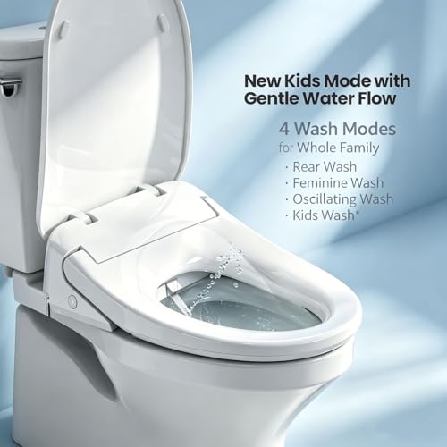R&T V303 Electric Bidet Seat, Auto-Open Elongated Toilet Seat, Instant Warm Water, Adjustable Heated Seat, Air Dryer, Night Light, Remote Control, Bidet Attachment for Toilet - color: V303 ● Luxy/Auto Open