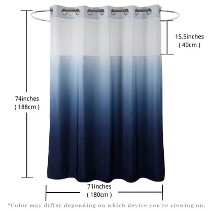 71" W x 74" L Hook Free Fabric Shower Curtain with Polyester Snap-in Liner with Magnets–Hotel Quality Top See Through Gradient Blue - color: Gradient Blue, size: 65"W x 76.4"L (Pack of 1)