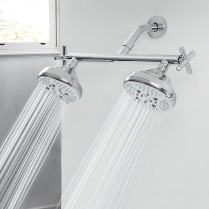Double Shower Head with Manifold Shut-Off Valve,4 Function 2 Shower Sprayers,High Pressure Dual Shower Heads Combo Set,Chrome,AC1MG - color: Chrome, size: 7.5