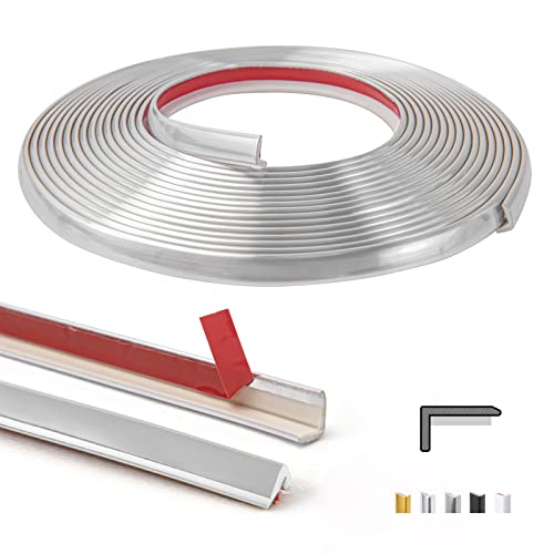 Art3d 20ft Outside Vinyl Corner Trim Peel and Stick for Tile and Wall Edges, Furniture Decoration Glittery Silver - color: Glittery Silver