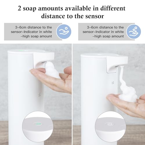 Automatic Soap Dispenser Foaming: Rechargeable Touchless Soap Dispenser Stainless Steel Foam Soap Dispenser for Bathroom Hand Soap Pump for Kitchen Xmas Gift, 9oz, White - color: White