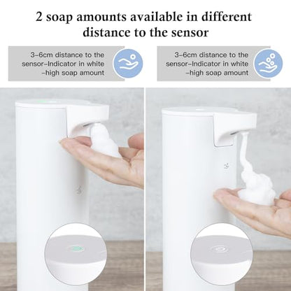Automatic Soap Dispenser Foaming: Rechargeable Touchless Soap Dispenser Stainless Steel Foam Soap Dispenser for Bathroom Hand Soap Pump for Kitchen Xmas Gift, 9oz, White - color: White