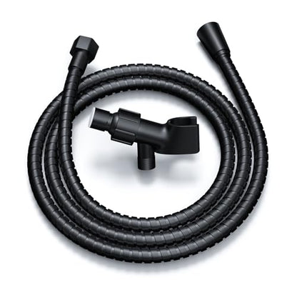 MAYYAYA Brass Ball Handheld Shower Head Holder, 59IN ShowerHead Hose, Black | Premium ABS Bracket, 360 Degree Rotatable Brass Ball, Arm Mount&Hose Connector, Black 1.5m stainless steel shower hose - color: Black