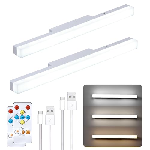 5W 16 Inches Wireless Rechargeable Wall Lights Bar,3CCT | 4000Mah Battery Operated Mirror Vanity Lights with Remote Dimmable and Timer,Magnetic Led Lights Bar for Makeup Mirror,Closet - color: 3CCT