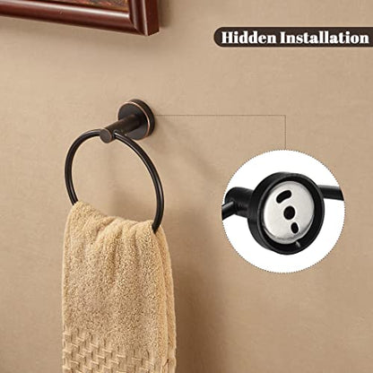 WINCASE Toilet Paper Holder Towel Holder, Oil Rubbed Bronze Bathroom Hardware Set, Hand Towel Ring Toilet Paper Roll Holder Wall Mount, Rustic Farmhouse Rustproof Stainless Steel Bathroom Accessories - color: Bronze