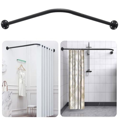 L Shaped Shower Curtain Rod, Adjustable Corner Shower Rod(23.6"-33.5"x23.6"-33.5"), Wall Mounted Half Circle Shower Curtain Rod for Bathroom,Clothing Store,Locker Rooms,Private Space, Need to Drill - size: S