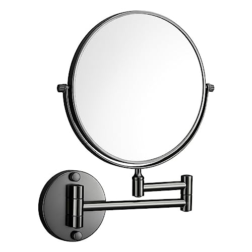 Wall Mounted Makeup Mirror, 1X/3X Magnifying Mirror Double-Sided Shaving Mirror, 360° Extendable Arm Vanity Mirror for Bathroom Hotel, 8 inch