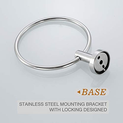 2 Pack Polished Chrome Towel Ring | Hand Towel Holder for Bathroom Wall Mounted, Durable 304 Stainless Steel, Modern Style - color: Polished Chrome