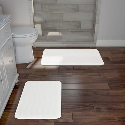 Lavish Home 2-Piece Memory Foam Bath Mat Set- Off-White - color: White