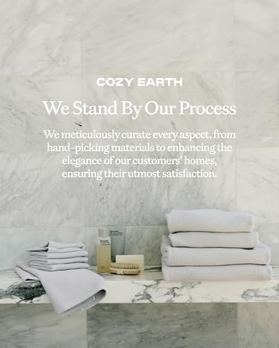 Cozy Earth Complete Waffle Bath Bundle, 60% Cotton 40% Viscose from Bamboo | Quick Dry and Ultra-Soft Waffle Weave Bath Towels, 4 Washcloths, 2 Hand Towels, 2 Bath Towels, 2 Bath Sheets, Harbor Mist - color: Harbor Mist