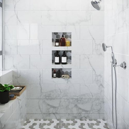 Shower Niche Recessed Bathroom Storage Inset Shelves Soap Box 12x20 + 12x6 | Houseables Shower Niche Insert Tile Ready, in Wall Shelf, Cubby Inserts, Recessed Shampoo Caddy, Built in Nook, Prefab - size: 12 x 6 inches (ID) & 12 x 20 inches (ID)