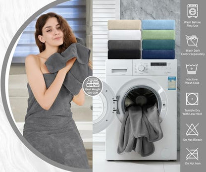 8 Piece Bathroom Towel Set Dark Gray |2 Oversized Large Bath Towels Sheet,2 Hand Towels and 4 Washcloths| 600GSM Ultra Soft Luxury Premium Towel Set Highly Absorbent Quick Dry Hotel Towel Collection - color: Texture Dark Gray, size: 8 Piece Towel Set