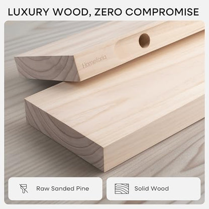Wood Floating Shelf 12 inch, High End Solid Natural Wood 12inch Floating Shelves for Wall Mounted, Unfinished Small Wooden Floating Shelves, Heavy Duty Bracket, 12 X 6.5 X 1.75 in, Set of 2 - color: Unfinished - Raw Sanded Pine (Diy), size: 12 inch