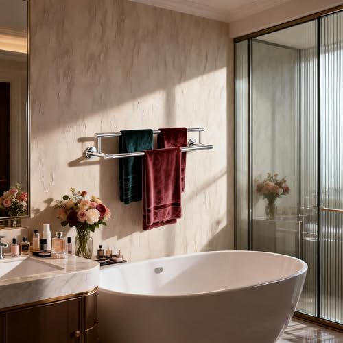Bath Towel Holders 24 Inch, Chrome Polished SUS304 Stainless Steel Towel Racks for Bathroom - Wall Mounted Bathroom Towel Racks - color: Chrome Polished