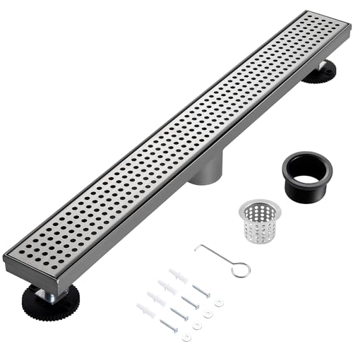 Linear Shower Drain, 12 inch Brushed Nickel | Including Hair Catcher and Removable Grate, 304 Stainless Steel, Easy to Install and Clean (Drain Base Not Included) - color: Brushed Nickel, size: 12 Inch