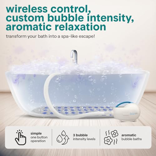 SereneLife Bubble Bath Mat for Bathtub | Motorized Air Pump Spa Bath Mat with Remote Control, Adjustable Bubbles, Non-Slip Base & Aroma Clip | Full Body Support 47" Waterproof Jacuzzi Mats for Bathtub