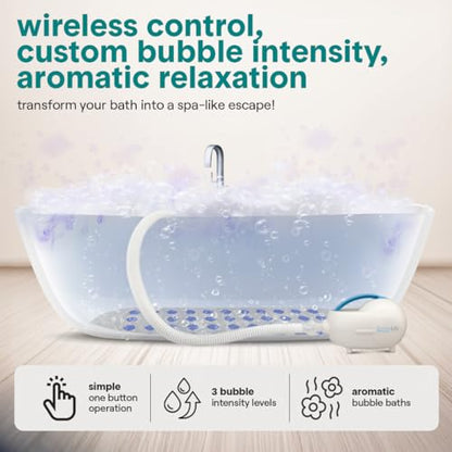 SereneLife Bubble Bath Mat for Bathtub | Motorized Air Pump Spa Bath Mat with Remote Control, Adjustable Bubbles, Non-Slip Base & Aroma Clip | Full Body Support 47" Waterproof Jacuzzi Mats for Bathtub