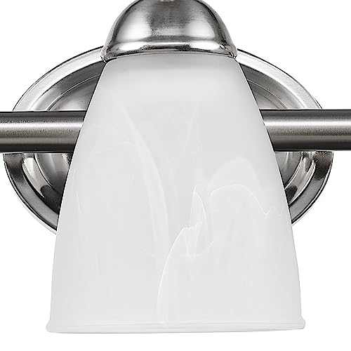 Globe Electric 50783 23" 3-Light Vanity Light, Satin Nickel, Alabaster Glass Shades, Beauty Room Accessories, Bathroom Lights Over Mirror, Makeup Mirror Lights, Wall Light - color: Satin Nickel, Alabaster Glass, 3-Light