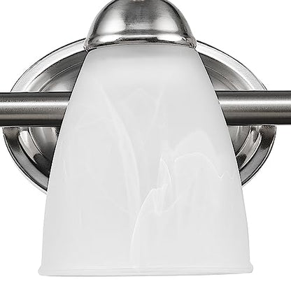 Globe Electric 50783 23" 3-Light Vanity Light, Satin Nickel, Alabaster Glass Shades, Beauty Room Accessories, Bathroom Lights Over Mirror, Makeup Mirror Lights, Wall Light - color: Satin Nickel, Alabaster Glass, 3-Light