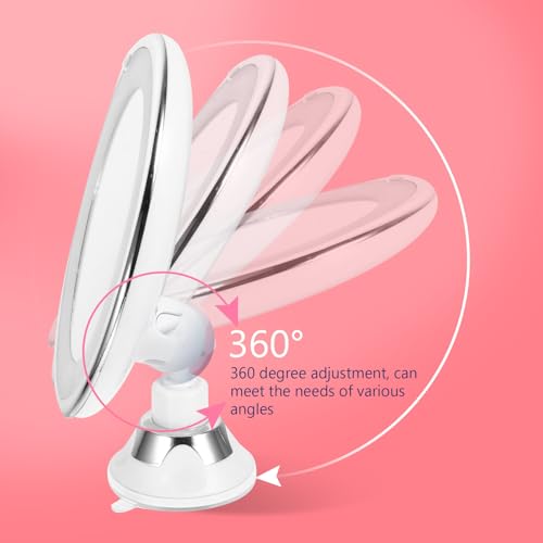 OSALADI 10x Magnifying LED Lighted Makeup Mirror with Suction Cup, 7-inch Bathroom Vanity Mirror for Detailed Cosmetics Application and Travel Use