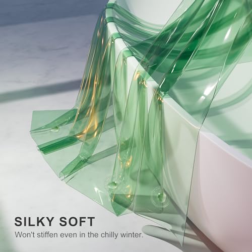 AmazerBath Heavy Duty Shower Curtain and Liner 2-in-1, 100% EVA Luxury Soft Clear Mint Green Shower Curtain Liner, 72x72 Plastic Weighted Shower Curtain, 12 Rustproof Grommets & 3 Heavyweight Stones - color: Rainbow Nature Oasis, size: 72"W x 72"L (Pack o