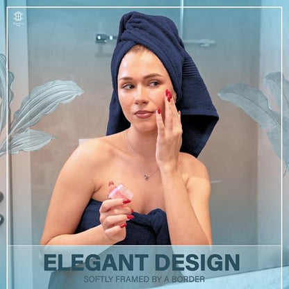 Luxe 2-Piece Bath Towel Set – Large Soft Cotton Towels, Absorbent, Durable & Skin-Friendly, Machine Washable, 27 x 54 in (Navy Blue) - color: Navy Blue