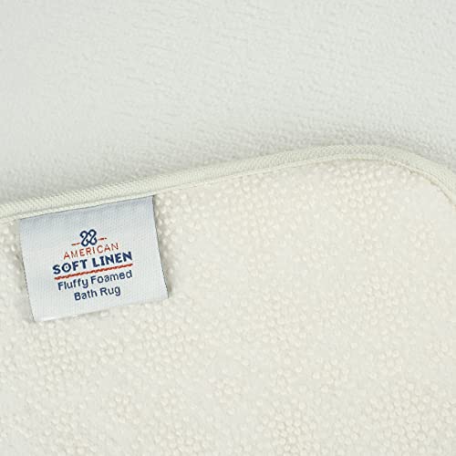 American Soft Linen 21x32 Fluffy Foamed Slip Reducer Bath Rug, Machine Washable Area Bath Mat Rugs for Bathroom, White - color: Bright White, style: 21x32" Fluffy Foamed Bath Mat