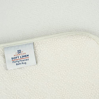 American Soft Linen 21x32 Fluffy Foamed Slip Reducer Bath Rug, Machine Washable Area Bath Mat Rugs for Bathroom, White - color: Bright White, style: 21x32" Fluffy Foamed Bath Mat