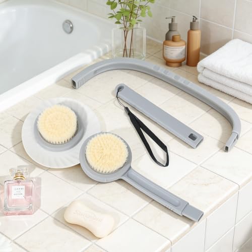 31" Back Bath Brush for Shower with U-Shaped Long Handle, Curved Handled Back Sponge Washer, Back Scrubber for Shower for Men, Women, Elderly, Frozen Shoulder, Adaptive Equipment for Shower - size: soft brush *2