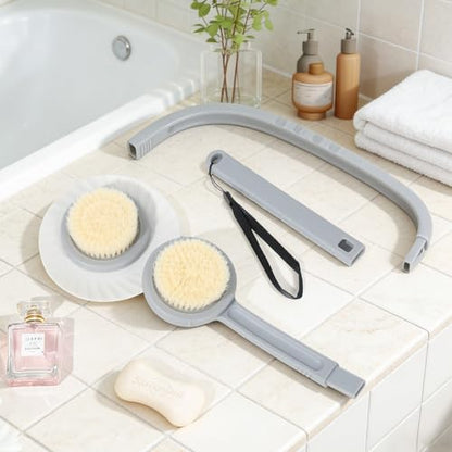 31" Back Bath Brush for Shower with U-Shaped Long Handle, Curved Handled Back Sponge Washer, Back Scrubber for Shower for Men, Women, Elderly, Frozen Shoulder, Adaptive Equipment for Shower - size: soft brush *2