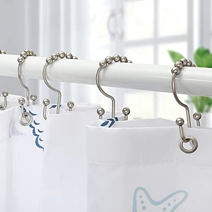 Shower Curtain Hooks, Goowin Shower Curtain Rings, Stainless Steel Shower Curtain Hooks Rust Proof Free Sliding Double Shower Hooks for Curtain, Shower Curtains & Liners (Matte Nickel) - color: Matte Nickel