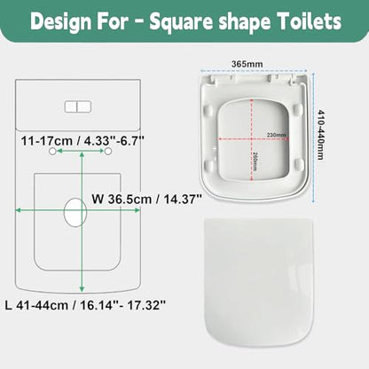 Toilet Seat - Soft Close Quick Release for Easy Cleaning, Top Fix Installation with Adjustable Hinges - Ideal for Bathroom Upgrade - size: 910