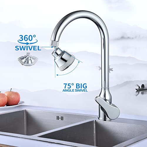 4 Spray Modes Faucet Aerator,360 Degree Faucet Sprayer Attachment,Big Angle Kitchen Faucet Aerator,Swivel Faucet Extender,Sink Sprayer Attachment for faucet,55/64 inch Female Thread (Chrome) - color: Chrome