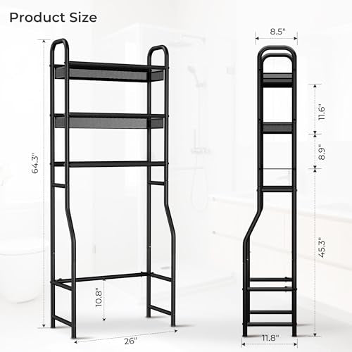 Over The Toilet Storage, 3-Tier Metal Bathroom Shelves, Freestanding Over The Toilet Shelf, Space Saving Bathroom Storage Over The Toilet Organizer