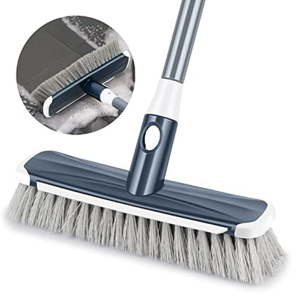 Floor Scrubber with Long Handle, 2 in 1 Scrubbing Brush Stiff Bristle Shower Cleaning Brush for Bathroom, Kitchen, Tub, Carpet, Grout, Tile(Gray) - color: Gray