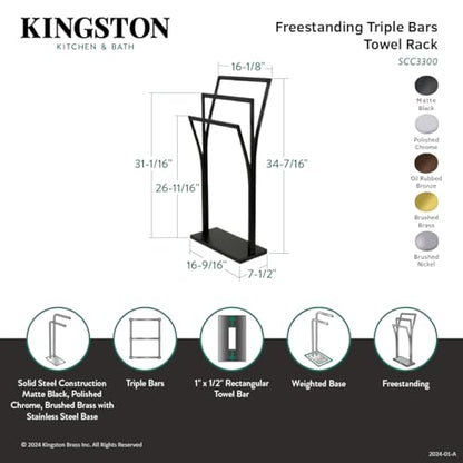 Kingston Brass SCC3307 Edenscape Freestanding Y-Style Towel-Rack, Brushed Brass 16.56 x 9.88 x 34.44 - color: Brushed Brass