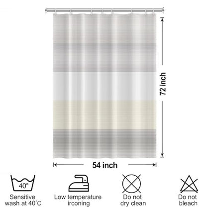 Boho Beige Brown Striped Stall RV Shower Curtain 54" Wx72 L | White Gray Bohemian Geometric, Polyester Waterproof, Machine Washable, Bathroom Small Curtain, Easy to Install with 10 Hooks - color: Beige, size: 54"W x 72"L (Pack of 1)