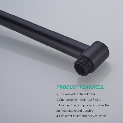 Shower Arm,16 Inch Rain Shower Head Extension Extender, With Flange and Teflon Tape, Made of Thicken Stainless Steel for Bathroom Rainfall Shower,Matte Black,SE-91088-16MB - color: Matte Black(91088)