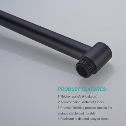 Shower Arm,16 Inch Rain Shower Head Extension Extender, With Flange and Teflon Tape, Made of Thicken Stainless Steel for Bathroom Rainfall Shower,Matte Black,SE-91088-16MB - color: Matte Black(91088)
