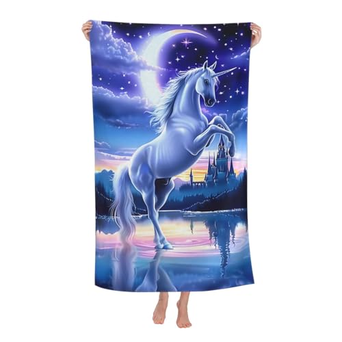 Unicorn Beach Towel, 52" x 32" Soft Plush Cotton, Microfiber, Floral Pattern, Adults & Kids, Unicorn Lovers - color: Beach Towel92