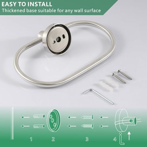 Towel Ring for Bathroom, Brushed Nickel Towel Bar Hangers Wall Mount, Stainless Steel Hand Towel Holder, Modern Round Towel Hanger by Eolax - color: Brushed Nickel
