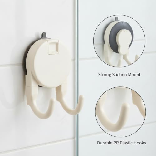 Suction Cup Tissue Box Holder for Bathroom, Wall Mount Dispenser with Double Hooks for Tile & Glass, No Drilling Required (Gray/White) - color: White