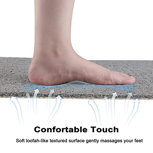Leotruny Bath Tub Shower Mat 40 x 16 Inch Non Slip Soft PVC Loofah | Bathtub Mats for Bathroom - color: C01-dark Grey