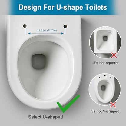 Elongated Soft Close U-Shaped Toilet SeatQuick Release Easy Clean | The quick-release hinge allows you to remove the seat easily for deep cleaning. Keep your bathroom more hygienic - size: 16.8*13.4in