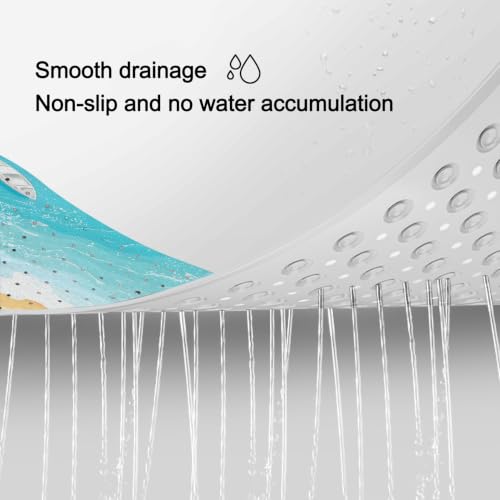 LNOND Summer Beach Bathtub Mat Non Slip, 40 X 16 Inch Tub Mat for Bathroom, Cute Sand Beach Bath Tub Shower Mat with Drain Holes and Suction Cups - color: Cute Sand Beach Bathtub Mat