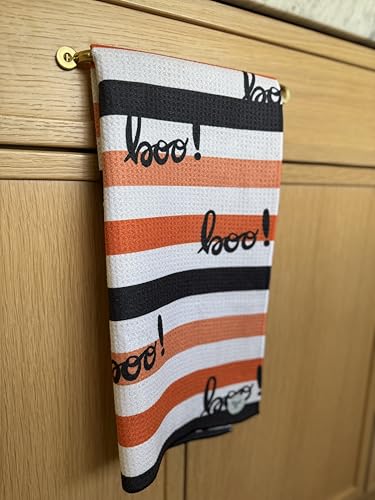 Kitchen Towels, Dish Towels for Kitchen, 2 Pc Kitchen Towel Set | Microfiber Waffle Towels, 16 x 26 inches, with Hanging Loops, Reusable Tea Towels, Cute Kitchen Towels - 2 Pack - color: Halloween Boo