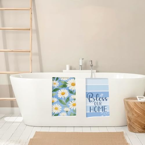 ZHAMEN Daisy Dream Kitchen Towel Soft Absorbent Hand Tea Towels Set of 2 - color: Multi 1576