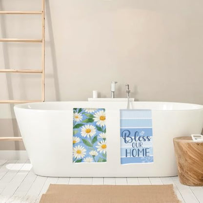 ZHAMEN Daisy Dream Kitchen Towel Soft Absorbent Hand Tea Towels Set of 2 - color: Multi 1576